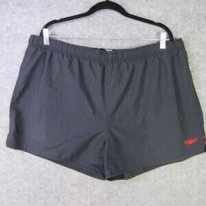 Speedo Shorts Mens XL Black Swim Trunks Elastic Waist Split Hem Embroidered Logo